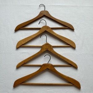 Vintage Natural Wooden Clothing Hangers Set of 4